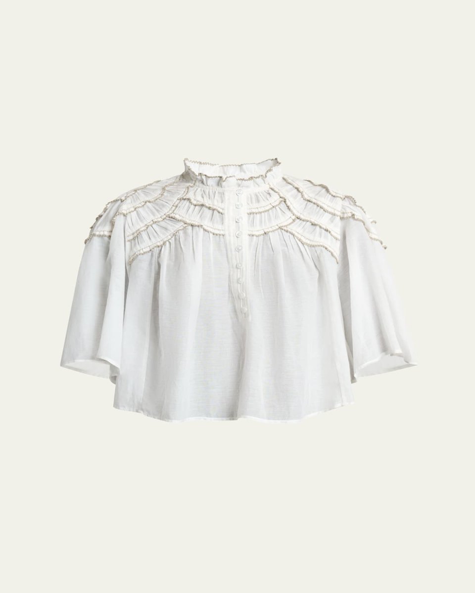 Carmen Ruffled Short-Sleeve Blouse